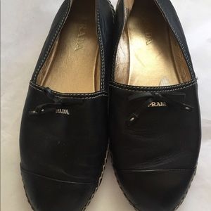 Black leather Prada Espadrilles.